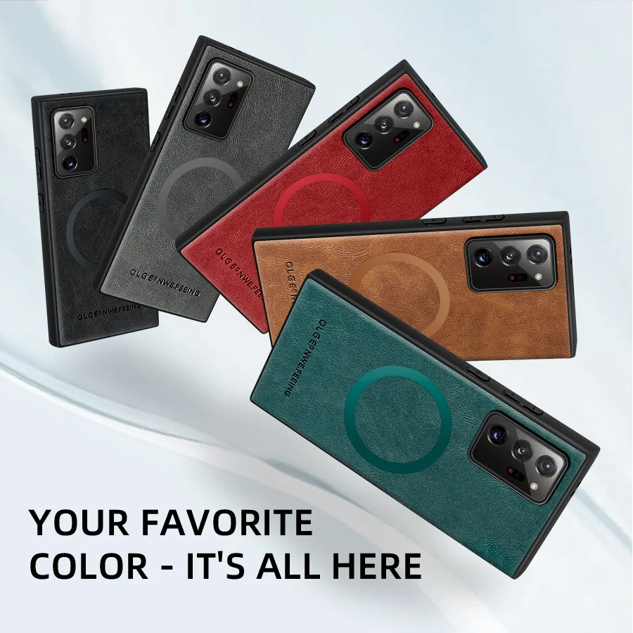 For Samsung Galaxy Note20 Ultra Note10 Plus Magsafe Magnetic Phone Cases Luxury Leather Shockproof Protection