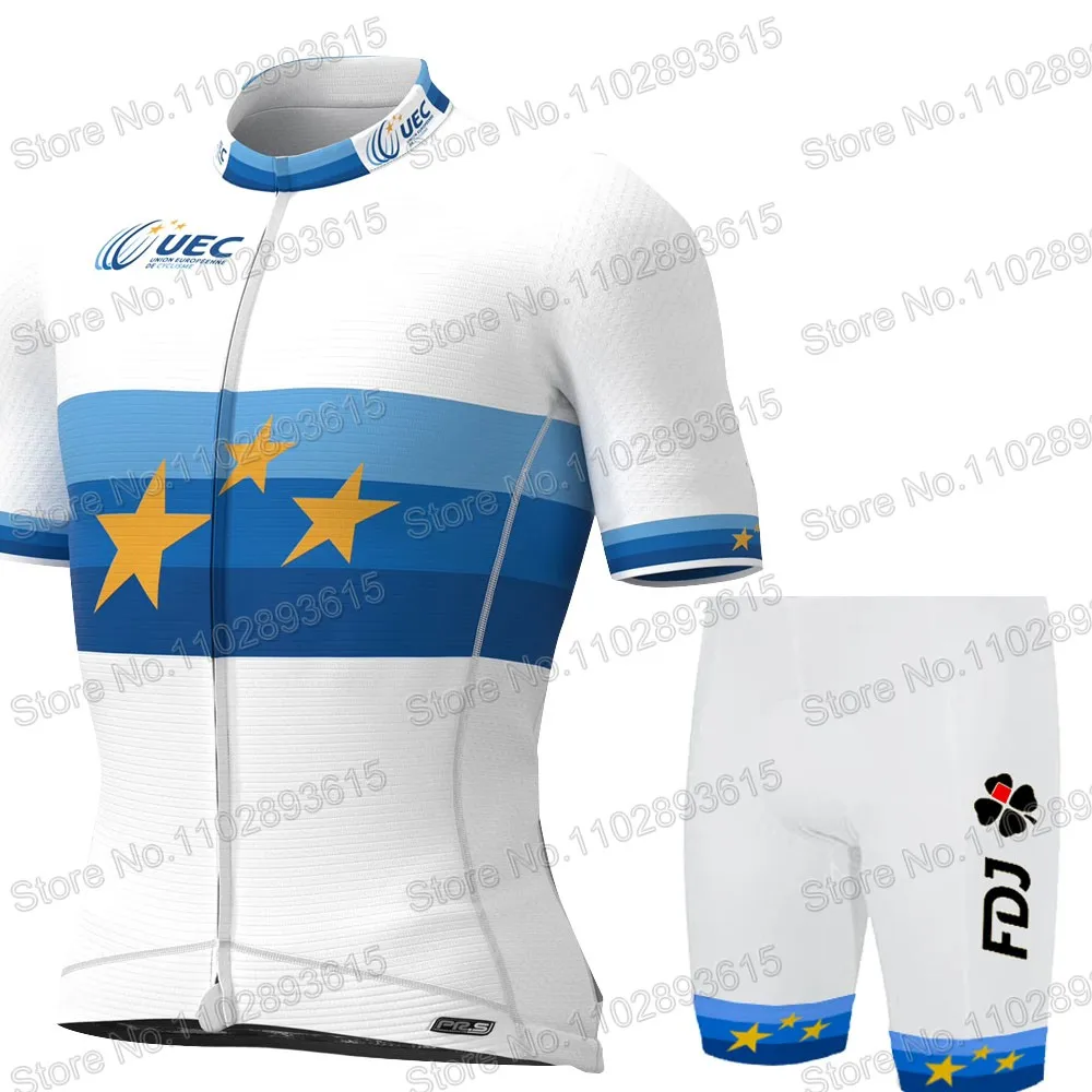 Eurpean FDJ Team 2023 Cycling Jersey Set Short SLeeve Clothing Road Bike Shirts Suit Bicycle Bib Shorts MTB Ropa Maillot