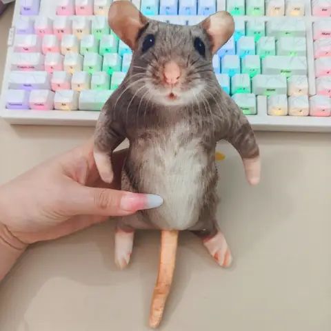 12/24cm Creative Simulated Mouse Doll Plush Cartoon Doll Soft Kawaii Nimi Animal Figure Stem Built in Skeleton Kid Gift Birthday