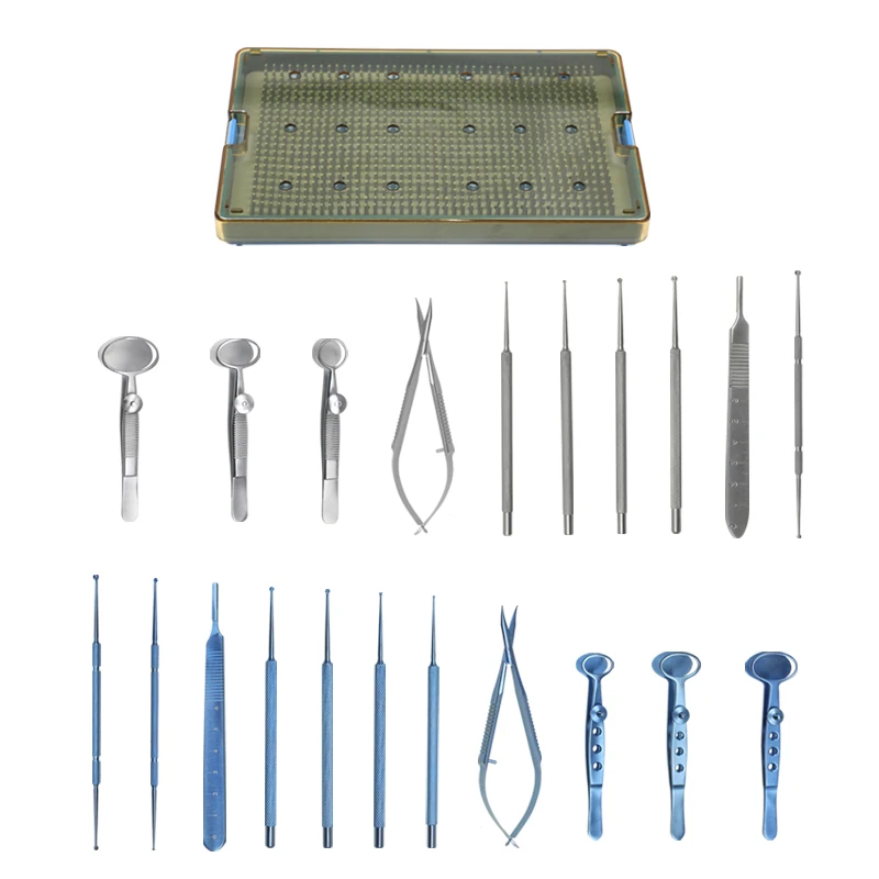 

Ophthalmic Chalazion Curette Set with Sterilization Tray Ophthalmic Eye Instrument Titanium Alloy/Stainless Steel