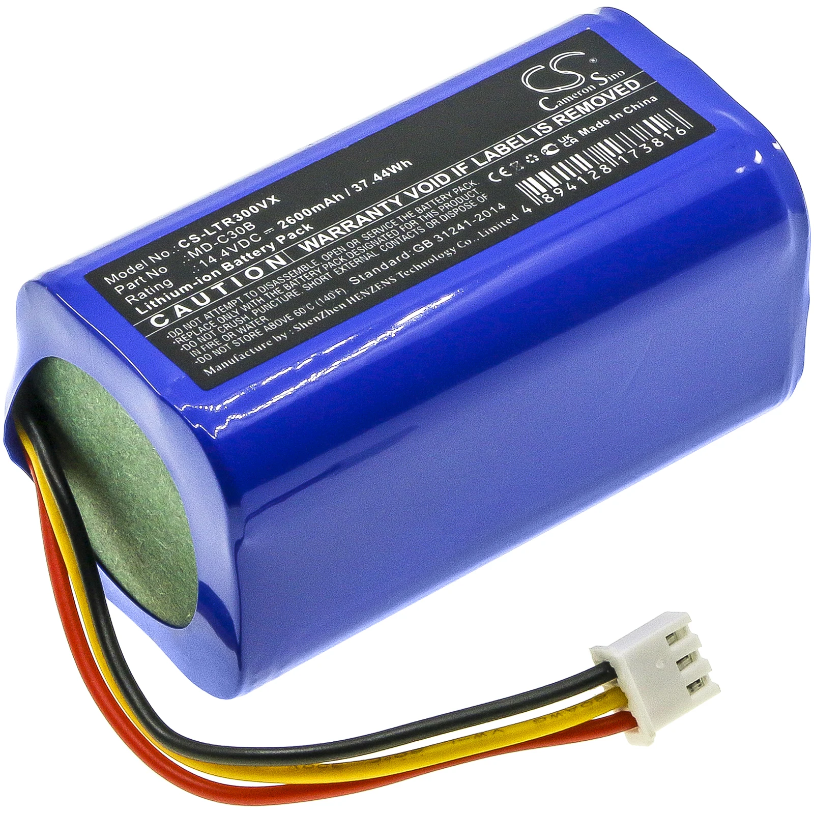 

Li-ion Vacuum Battery for Midea, Liectroux, iHome, Kitfort, iBoto, REDMOND, Okami, GARL 14.4V, 2600mAh, Compatible Models: M4,