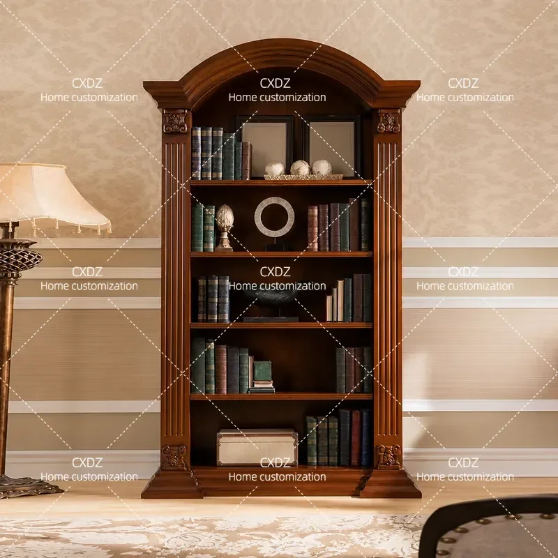 All Solid Wood Bookcase Floor to Ceiling Retro Storage Shelf Multi Layer Study Bookshelf Decorative Cabinet for Home Office