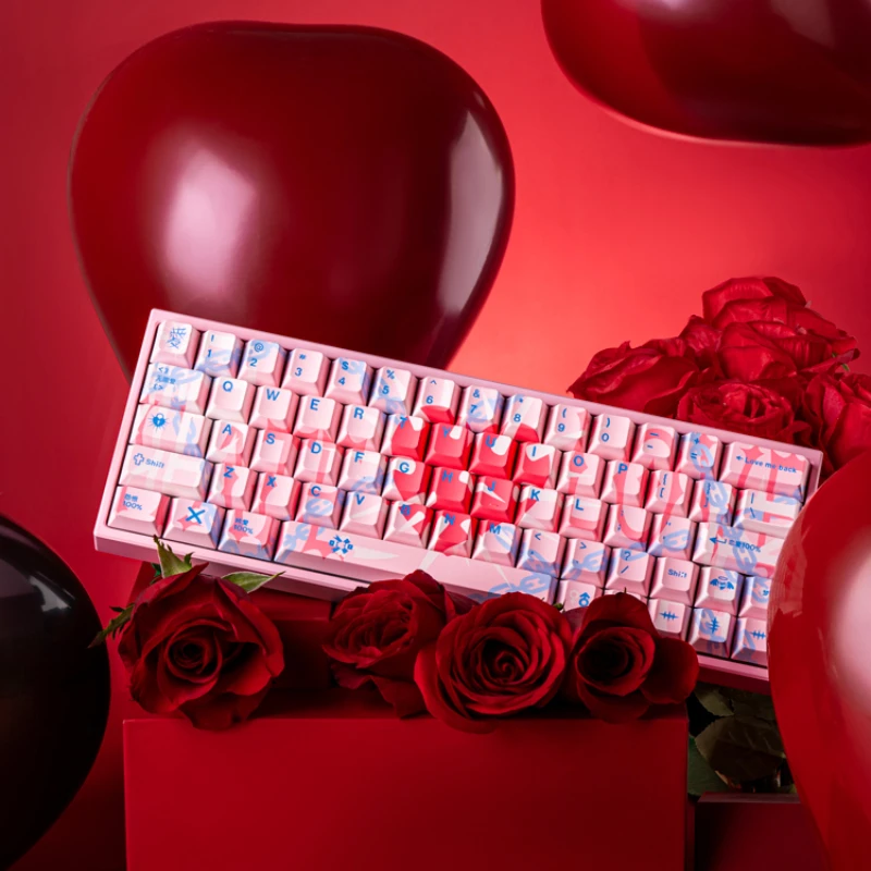 

Bleeding Love Theme Keycaps Custom Cute Pink Cherry Profile Keycap PBT Point Key Caps for Gaming Wooting Mechanical Keyboard