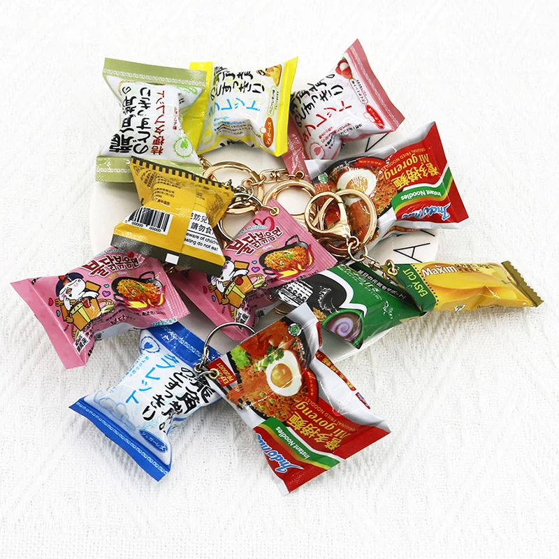 1pcs Korean Turkey Noodle White Coffee And Duo Lo Mein Pendant Gift Simulated Japanese Food Play Snack Bag Keychain