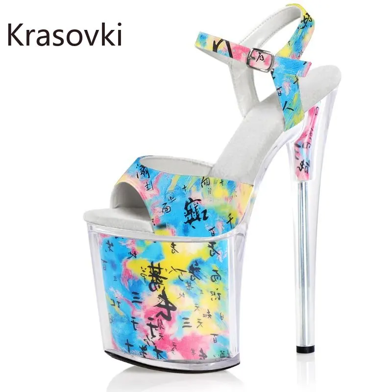 

Krasovki 20cm New PU Synthetic Women Leather Sandals Platform Wedge Shoes Luxury Roman Boots Dancing Summer Buckle Elegance Sexy