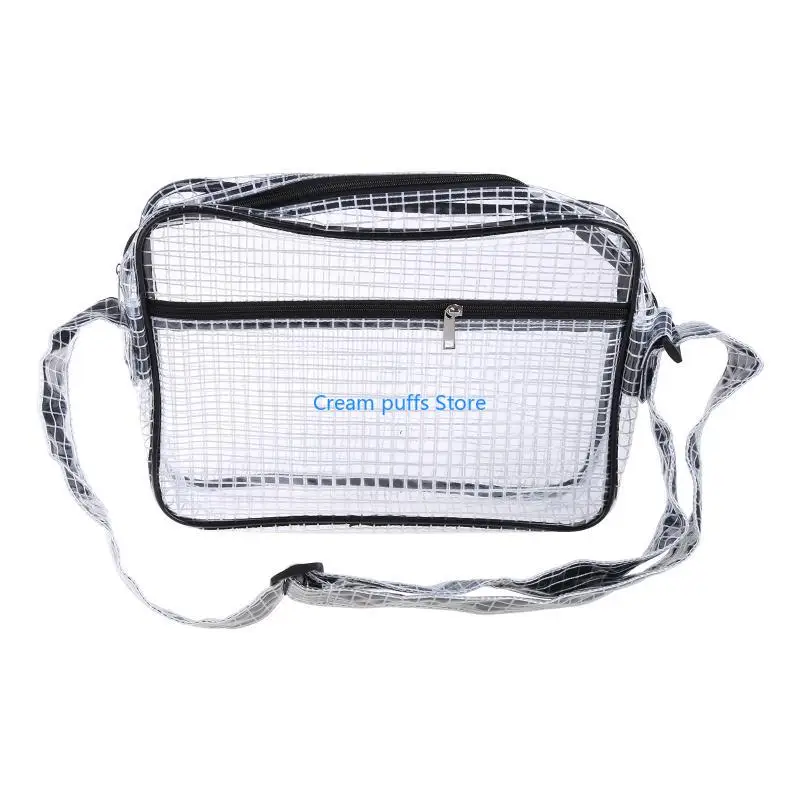 50LE Engineer Bag with Adjustable Strap Cleanroom Transparent Tool Bag Simple Type Zippers Shoulder Purse for Women and Men