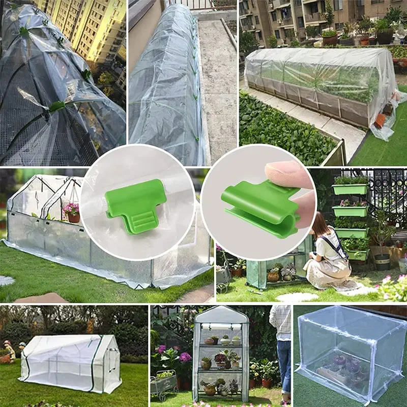 10Pcs Greenhouse Clamps Clips Row Cover Netting Tunnel Hoop Clips Shed Film Shading Net Rod Clip for Greenhouses Frame Shelters