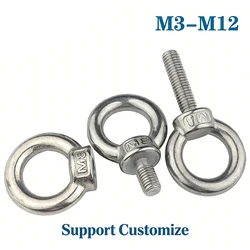 1-2Pcs M3 M4 M5 M6 M8 M10 M12 304 Stainless steel Lifting Eye Nuts/ Screw Ring Eyebolt Ring Hooking Nut Screws Support Customize