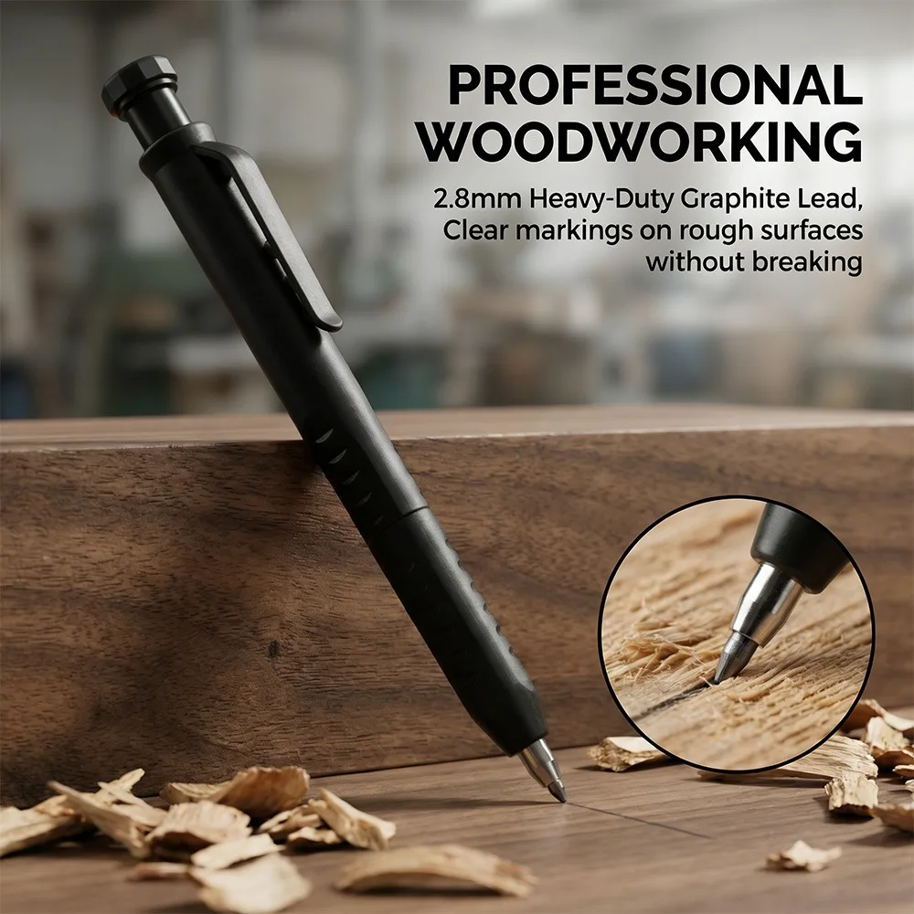 2.8mm Lead Tip Carpenter Pencil Ergonomic Grip Built-in Sharpener