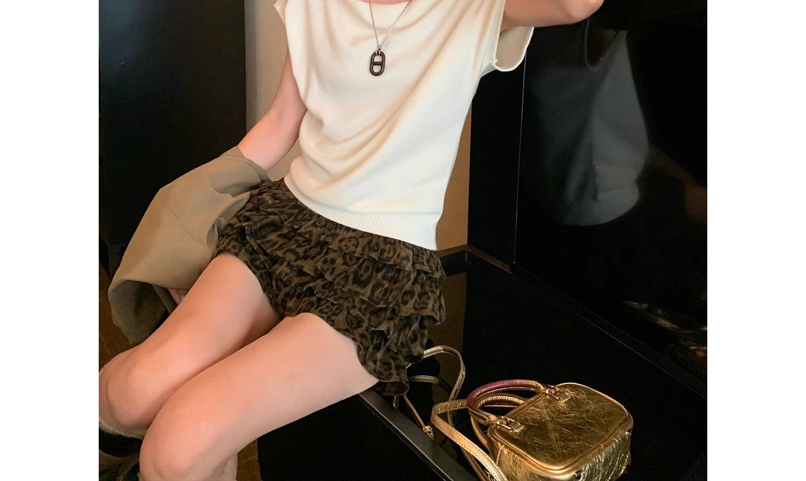 تنورة على شكل حرف A بطبعة الفهد، فتاة حارة، خصر مرن كاجوال، تنورة كعكة متعددة الاستخدامات، تنورة قصيرة للتخسيس بتصميم كلاسيكي #3