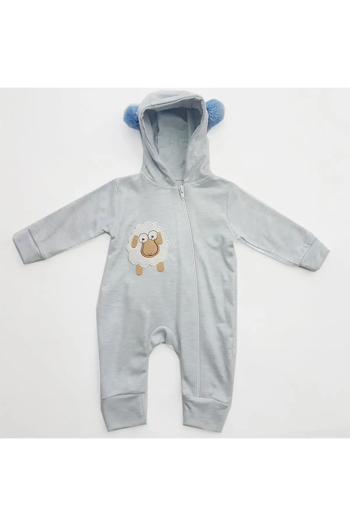 Kuzulu Blue Pompom Baby Jumpsuit