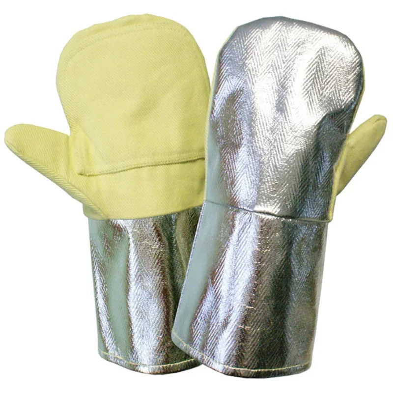 

Fire Proof Safety Glove Aramid Fiber Twill Fabric With Aluminium Foil 700 Centigrade Degree Heat Resistant Work Gloves