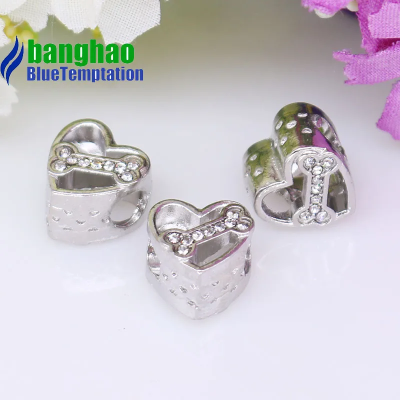 Wholesale DIY Fashion Heart-shaped bone Charm for making accessories for jewelry alloy pendants bracelets beads CTB945