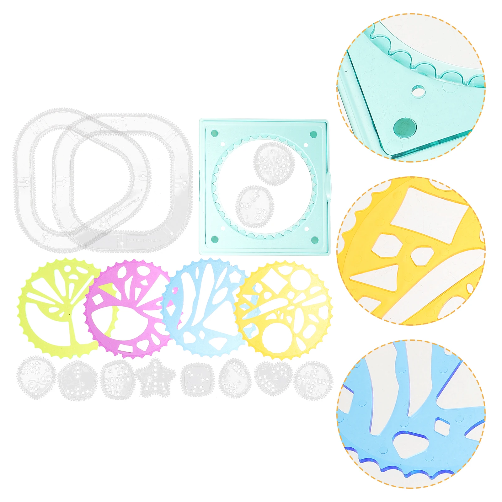 2 Sets Ruler Stencils Plastic Large for Painting Child Circle Stencil Stationery Smooth Reusable Creative