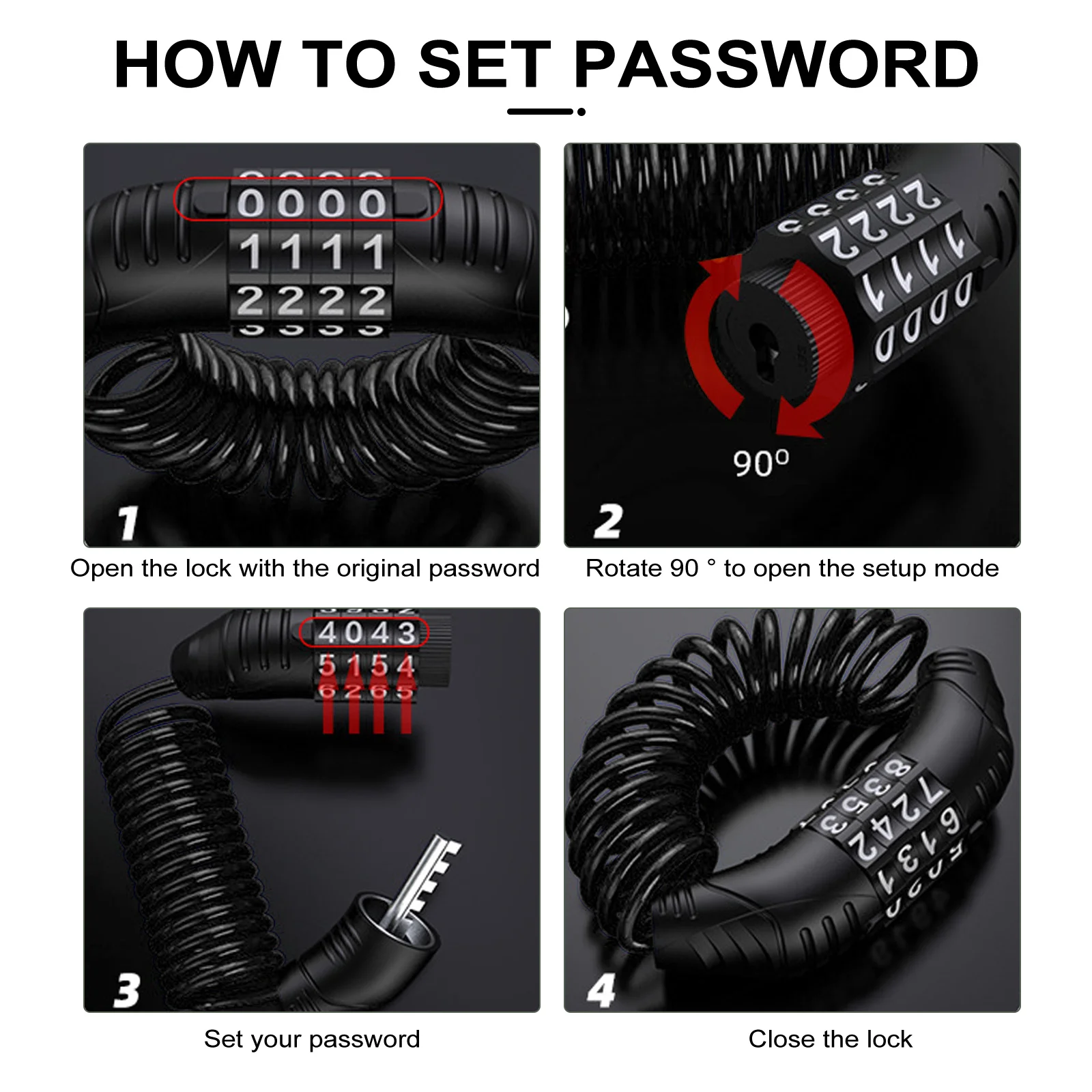 

Anti-Theft Password For Bike Cable Security Portable Mini Bicycle Motorcycle Luggage Sports Gear Bike Lock