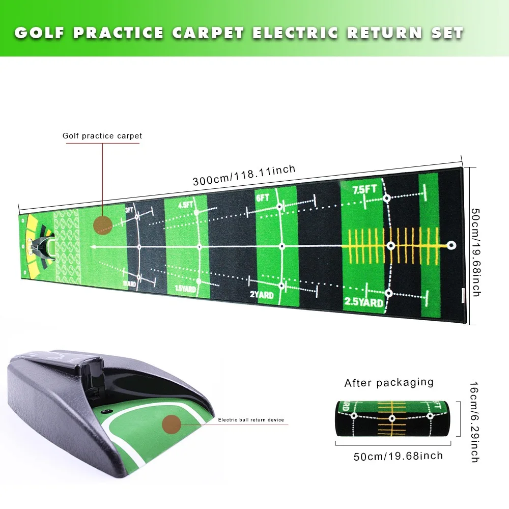 3M*0.5M Portable Golf Putting Carpet Golfer Golfing Accessory Lightweight Indoor Outdoor Improve Putting Accuracy Training Aid