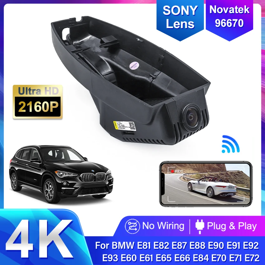 4K Plug and Play Car Dash Cam Wifi Camera For BMW E Chassis E39 E46 E53 E60 E61 E66 E70 E82 E84 E87 E89 E90 E91 E93 Z4 2002-2014