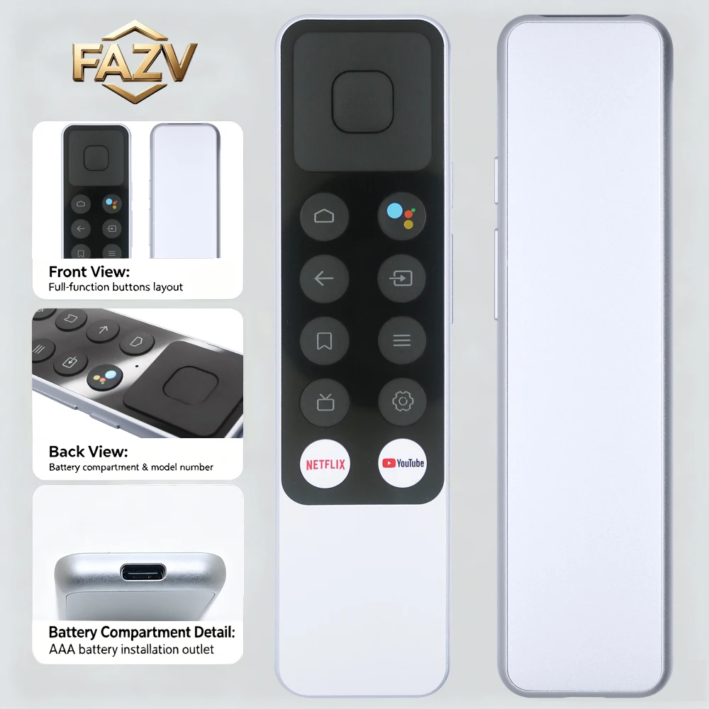 FAZV Full Metal Rechargeable Voice Remote RC890 for ARTEL A85LU9500 A55KU5500 A43KF5500 A55LU8500 UA65/86J6502 Google Smart TV