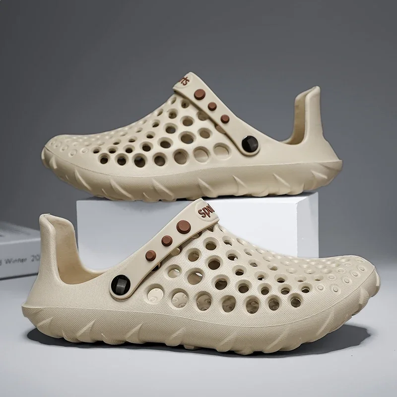 

Мужские летние сабо из ЭВА, шлепанцы, сандалии на плоской подошве, дышащие, с отверстиями, для пляжа, дома и отдыха