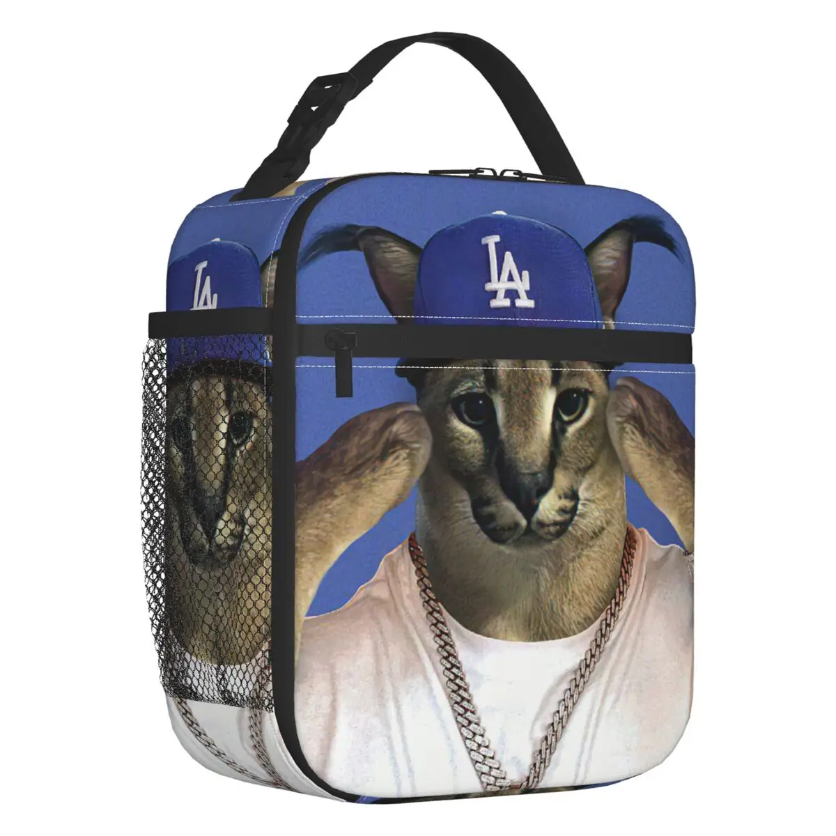 

Big Floppa Rapper Meme Insulated Lunch Tote Bag for Women Funny Caracal Cat Portable Thermal Cooler Bento Box Work School Travel