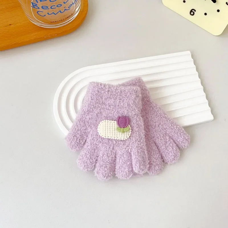 Guanti invernali lavorati a maglia Guanti caldi per cartoni animati Per bambini Modello di cartone animato per esterni Guanti carini per bambini Neonate Ragazzi 1-3 anni