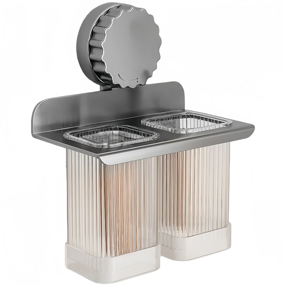 Kitchen Utensil Holder with Suction Cup for Wall Mounting Featuring Drainage Tray to Prevent Water Accumulation