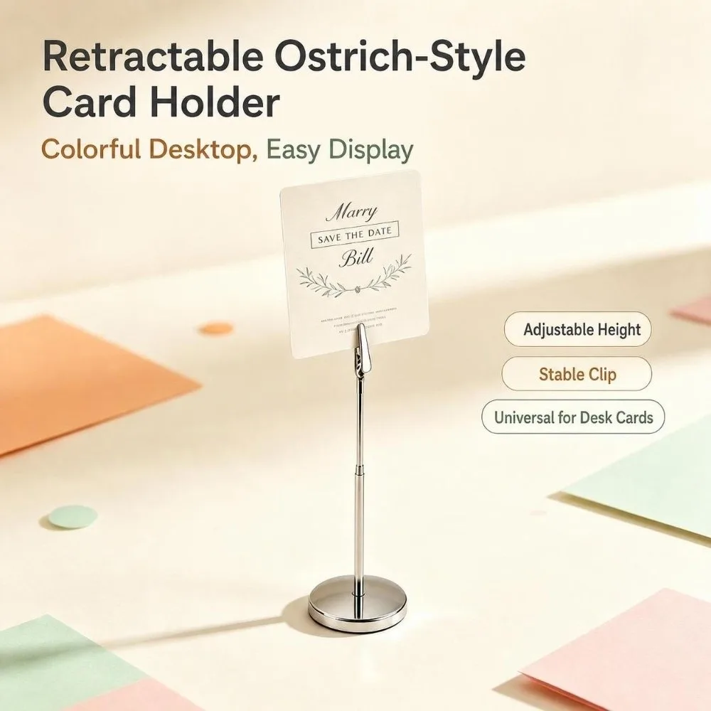 Metal Table Card Holder Retractable Adjustable Height Table Number Holder Alligator Clip Photo Note Stand Wedding Banquet