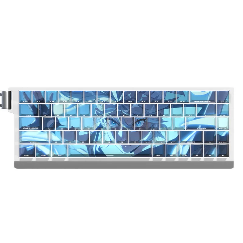 Set Keycap Anime untuk Keyboard Mekanik Tema Valorant Jett Profil Cherry PBT Ukiran Samping Kustom Transparan PC Gaming Hadiah