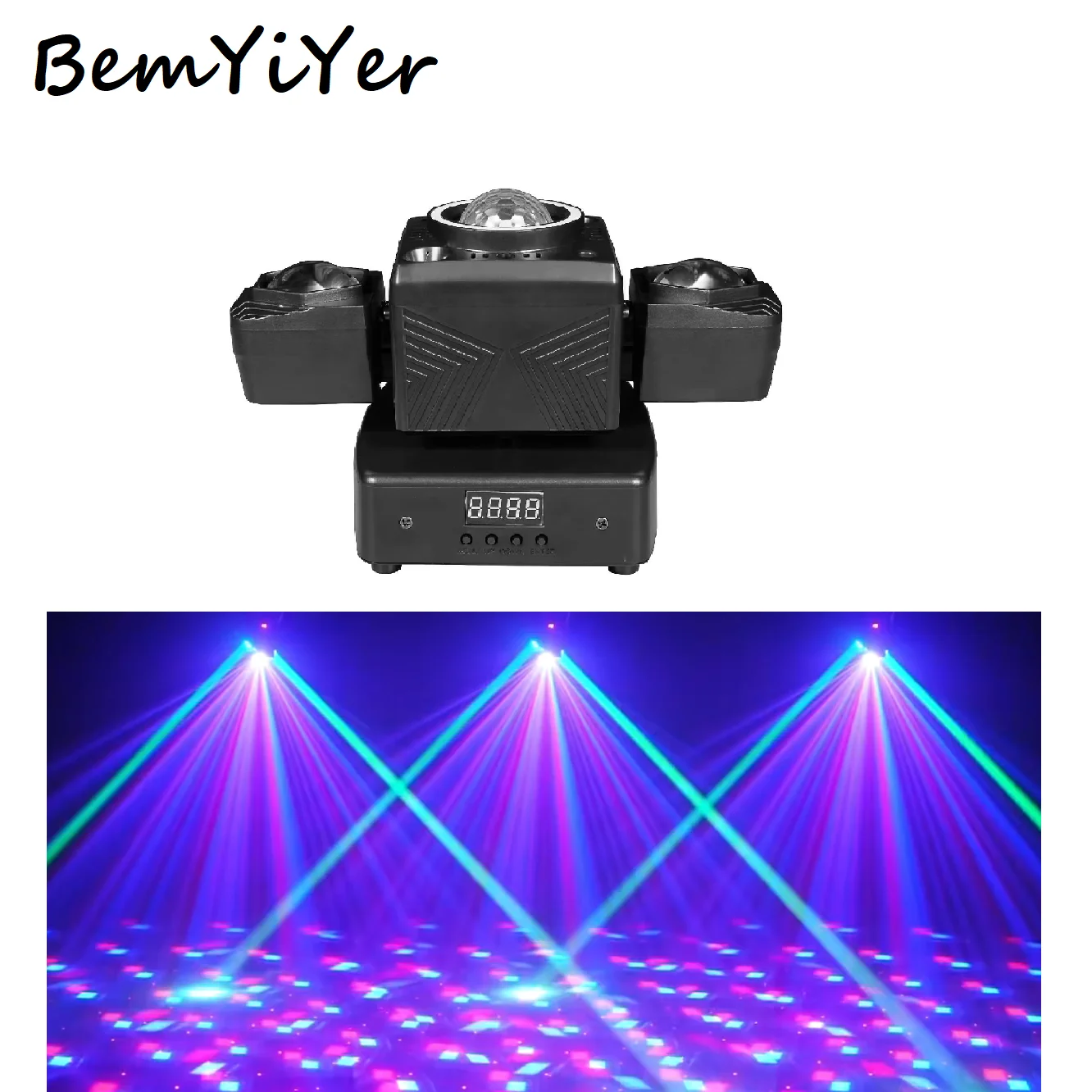 

Светодиодный световой прибор BemYiYer с двумя головками, эффектом волшебного шара, RGBW 4-в-1, для дискотек, баров, вечеринок, караоке