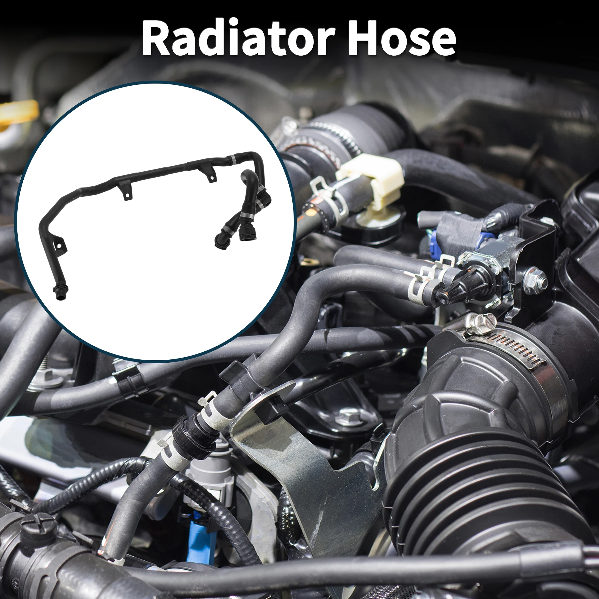 UXCELL Radiator Hose Heater Hose No.17127552409 for BMW 2008 3 Series Plastic Rubber Cooling Liquid Hose Black 1 Pcs