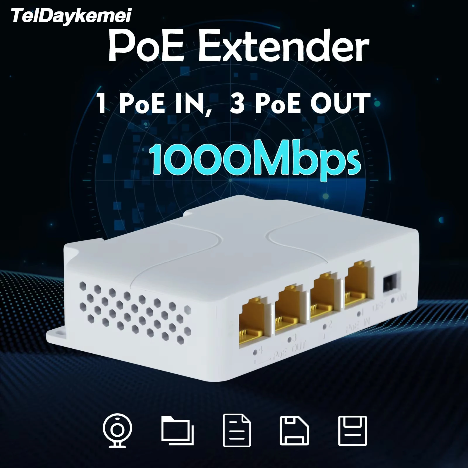 4 Port Gigabit POE Extender 100/1000M Network Switch Repeater IEEE802.3af/at Plug&Play for PoE Switch NVR IP Camera AP