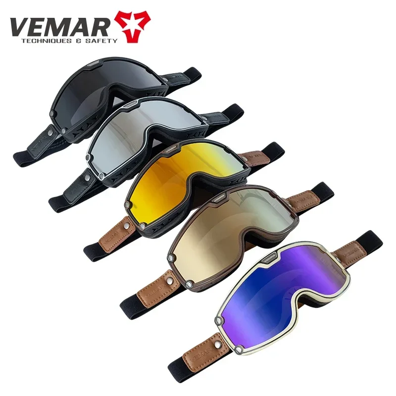 

VEMAR Vintage Motorcycle Moto Helmet Goggles Retro Locomotive Motorbike Cycling Sunglasses Windproof Off-road Glasses Goggles