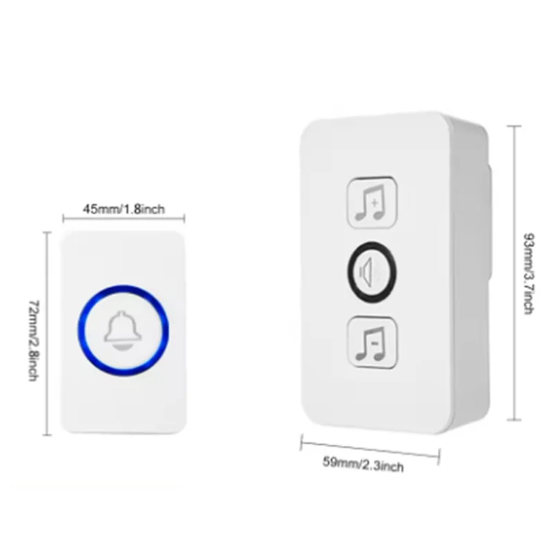 BNVN-Home Alert System جرس باب لاسلكي ذكي مع 4 مستويات صوت، رنين باب ترحيب لكبار السن النداء - قابس أمريكي اختياري