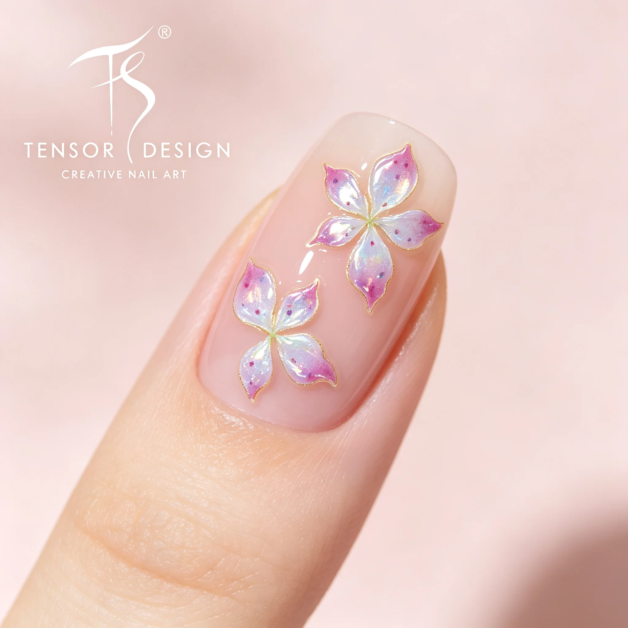 Nail Art Pink Elegan - TENSOR NAIL Yanardöner Pembe Çiçek Yaprağı