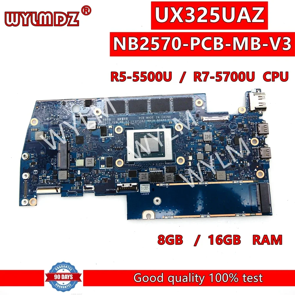 UX325UAZ Mainboard For ASUS Zenbook 13 UX325 BX325 UX325UAZ Laptop Motherboard NB2570_PCB_MB_V3 R5-5500U/R7-5700U CPU 8G/16G-RAM