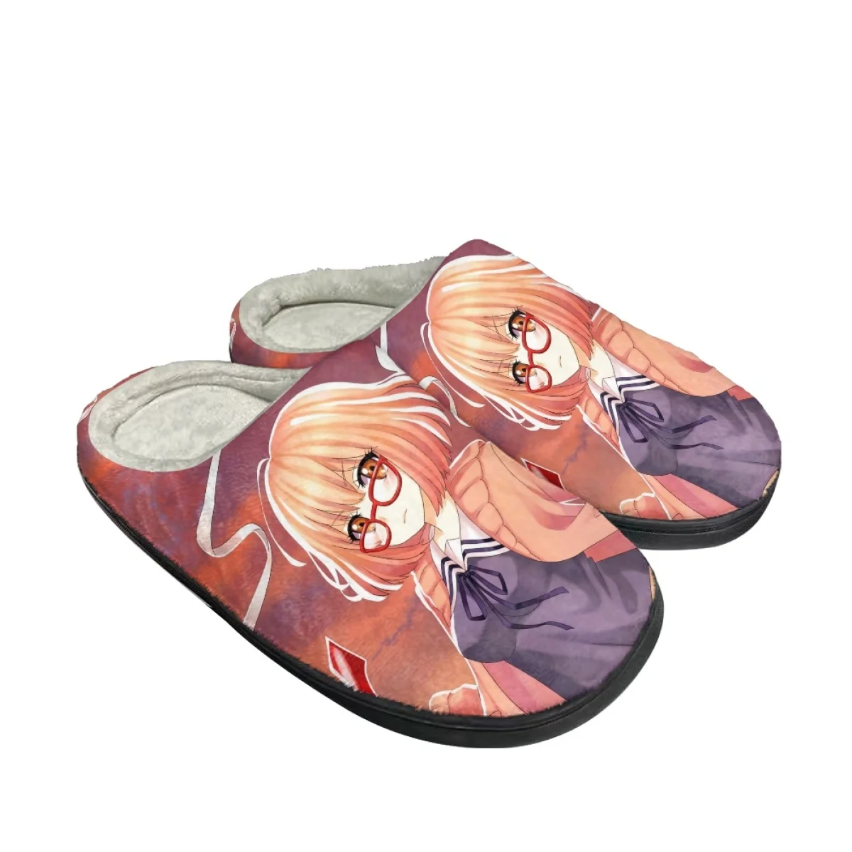 Kyoukai No Kanata Design Female Warm Cotton Slippers Print On Demand Casual Winter Home Shoes All-match Comfortable Men Footwear