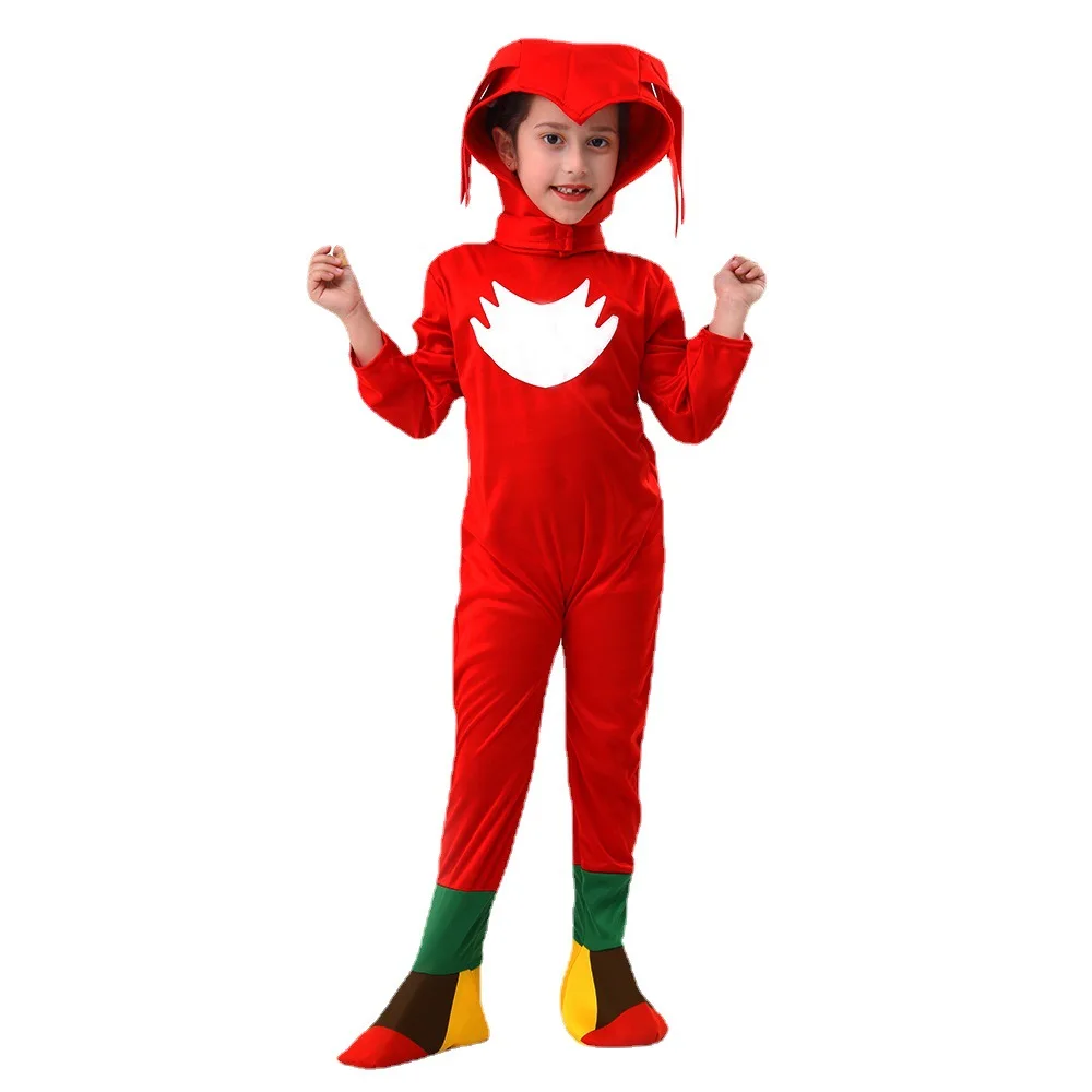 5 Colors Halloween Boys Girls Bodysuit Kids Cosplay Disguise Costume Sonics Anime Cartoon Jumpsuit with White Gloves Giftts