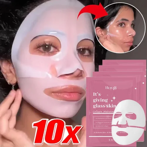 Imagen 1 del producto Mascarilla facial de biocolágeno, hidrogel de proteína de colágeno, mascarilla de Gel suave, hidratación profunda para mujeres, productos para el cuidado de la piel, 1/3/5/10 Uds.
