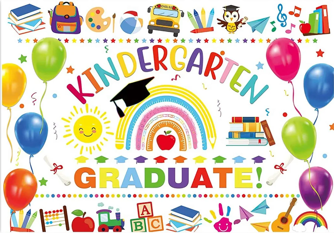 Kindergarten Graduation Backdrop for Kids Boy Girl Photography Preschool School Prom Party Supplies Decor Banner Class of 2022