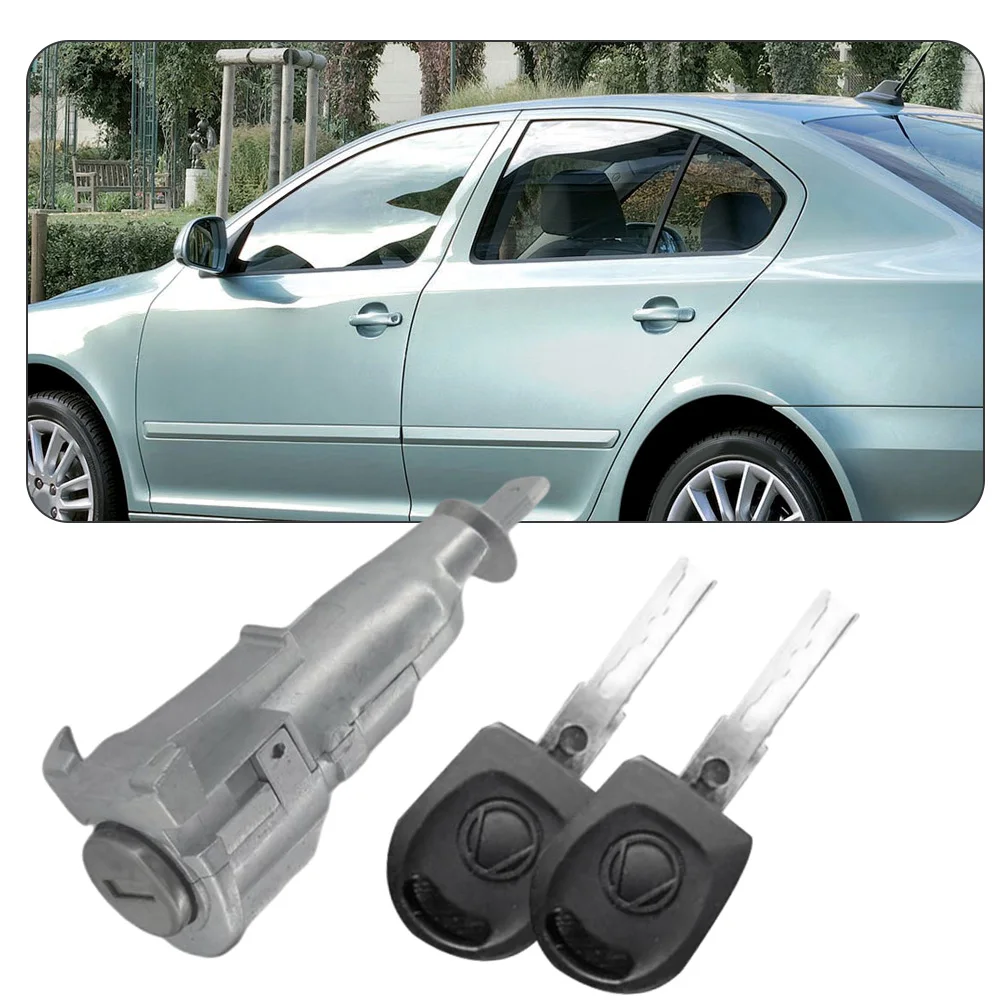 برميل اسطوانة قفل الباب الأمامي الأيسر مع مفتاحين لسكودا اوكتافيا II 1Z3 كومبي 1Z5 2004-2013 1Z0837167 6Y0898167E