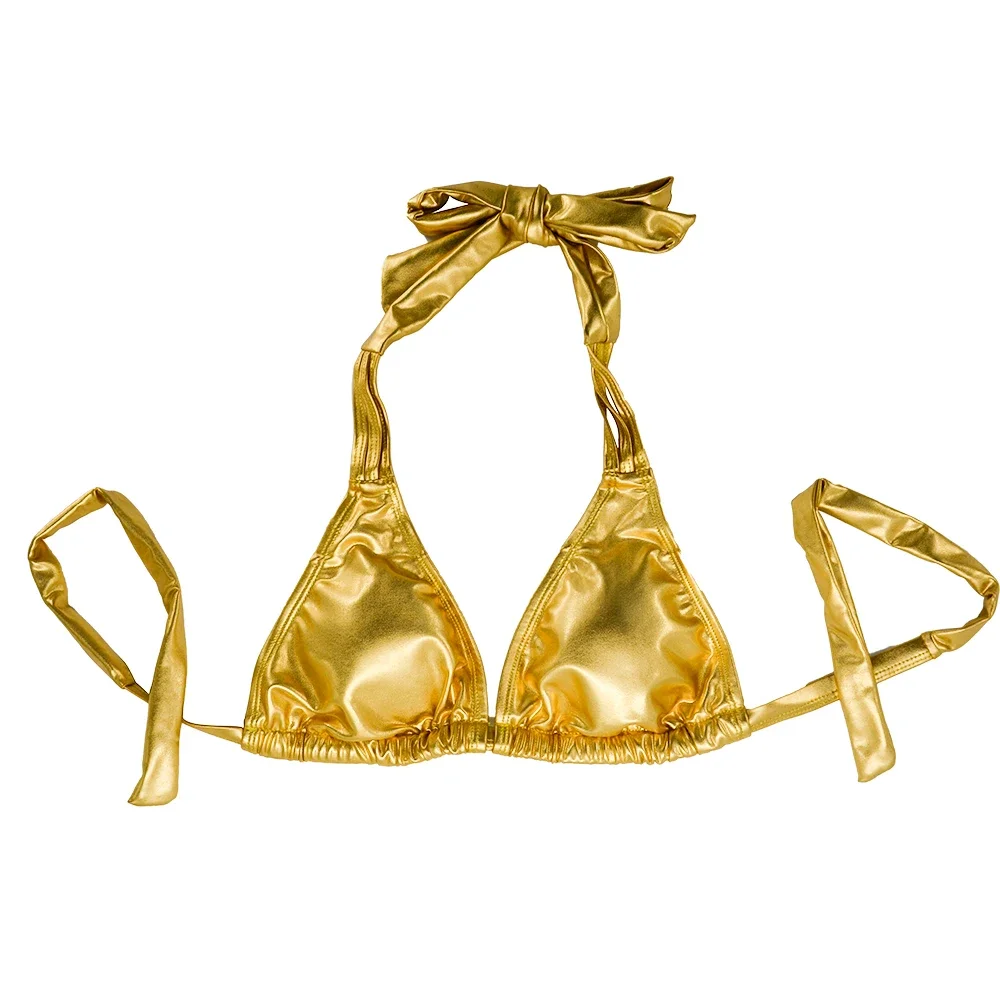 2024 Super Sexy Women Golden Bikini set costume da bagno costume da bagno brasile Plus Size 4XL costumi da bagno fondo increspato Nightclub Bikini