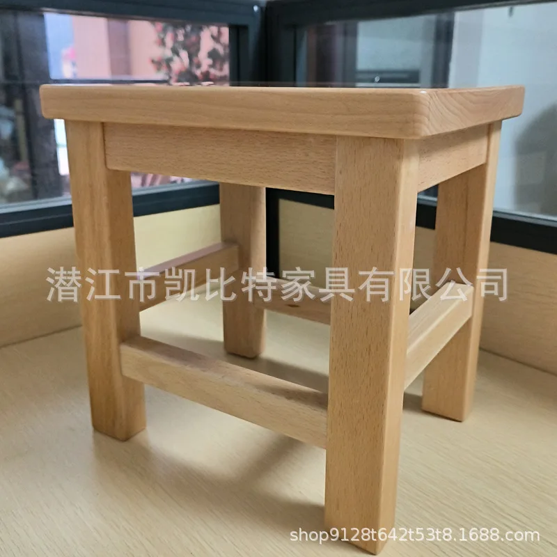 Solid wood, beech wood, small bench for children, low stool for home, simple square stool, non-slip stool for changing shoes in