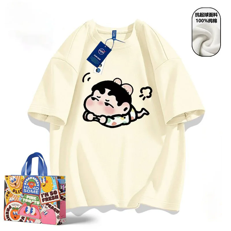 

Anime Kawaii Crayon Shin-Chan Summer T-Shirt Round Neck Loose Casual Short Sleeves Cute Cartoon Print Ins Girl Birthday Gifts