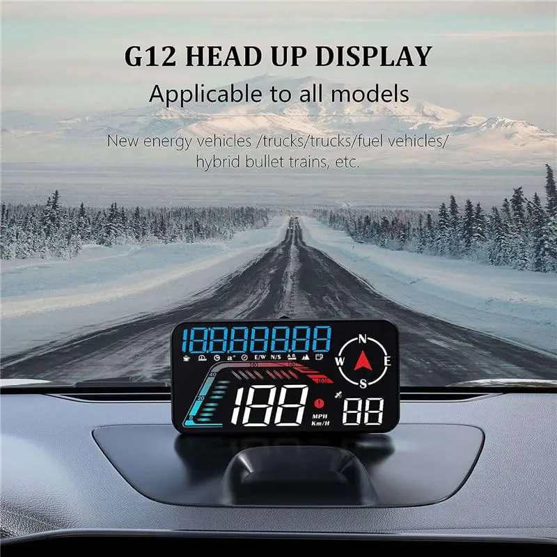 Classy-G12 HUD Head-Up Display GPS Car Display Speeding Alarm Driving Speed Universal As Shown Easy To Use