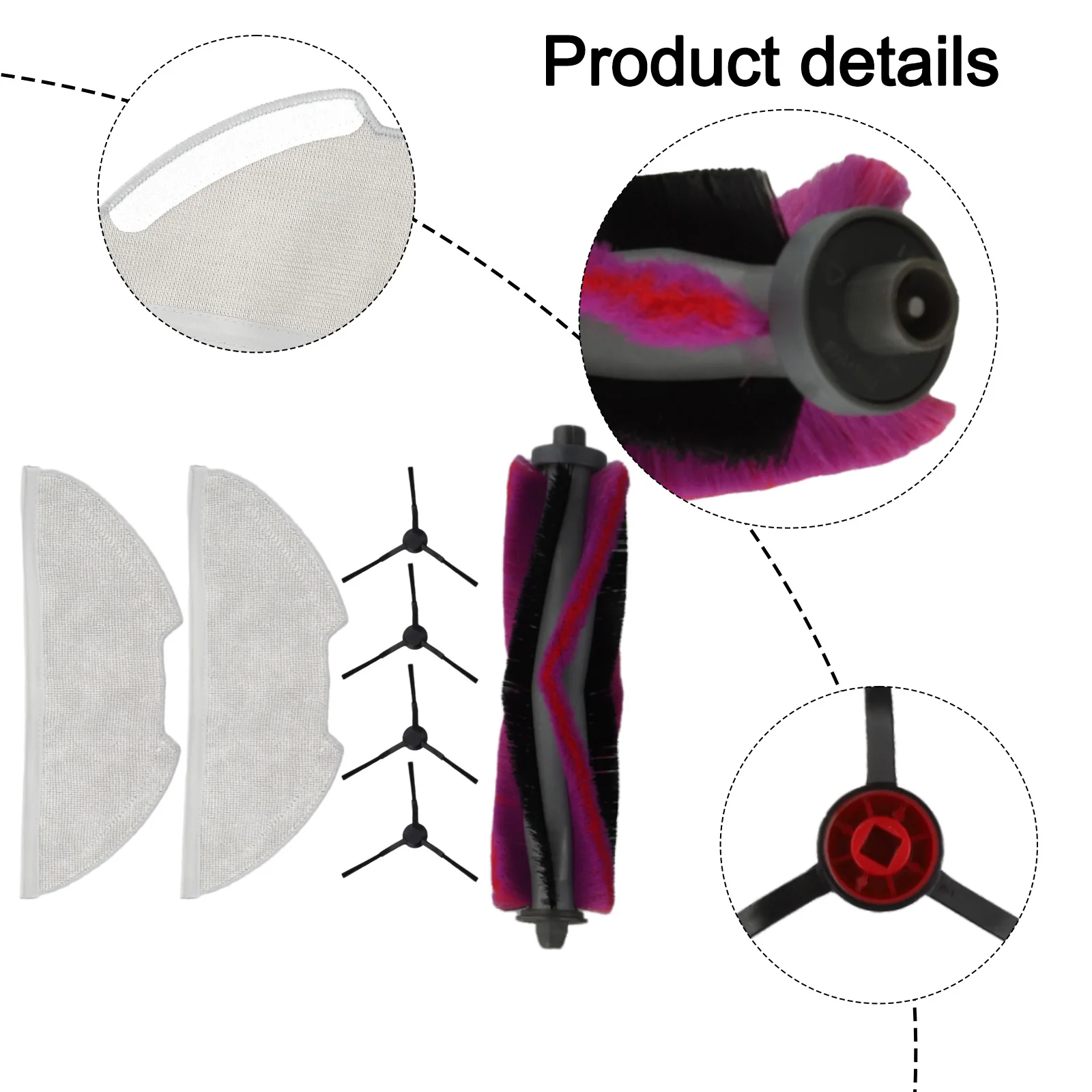 

Main Roller and Side Brush Replacement Accessories Set for Efficient Cleaning of For Eureka E20 Plus Robot Vacuum