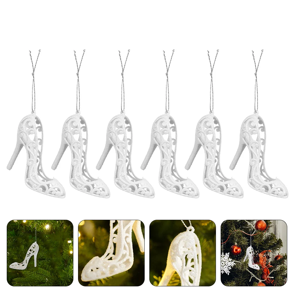 6 Pcs Xmas Hanging Ornaments Christmas High Heels Tree Decorations High-heeled Shoes Shaped Pendants