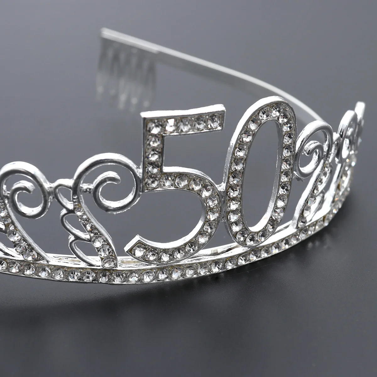 

Crystal Rhinestone Tiara Queen Crown Birthday Hair Comb Perfect for Women's 50th Party Dance Rhinestone Headband Tiara Comb