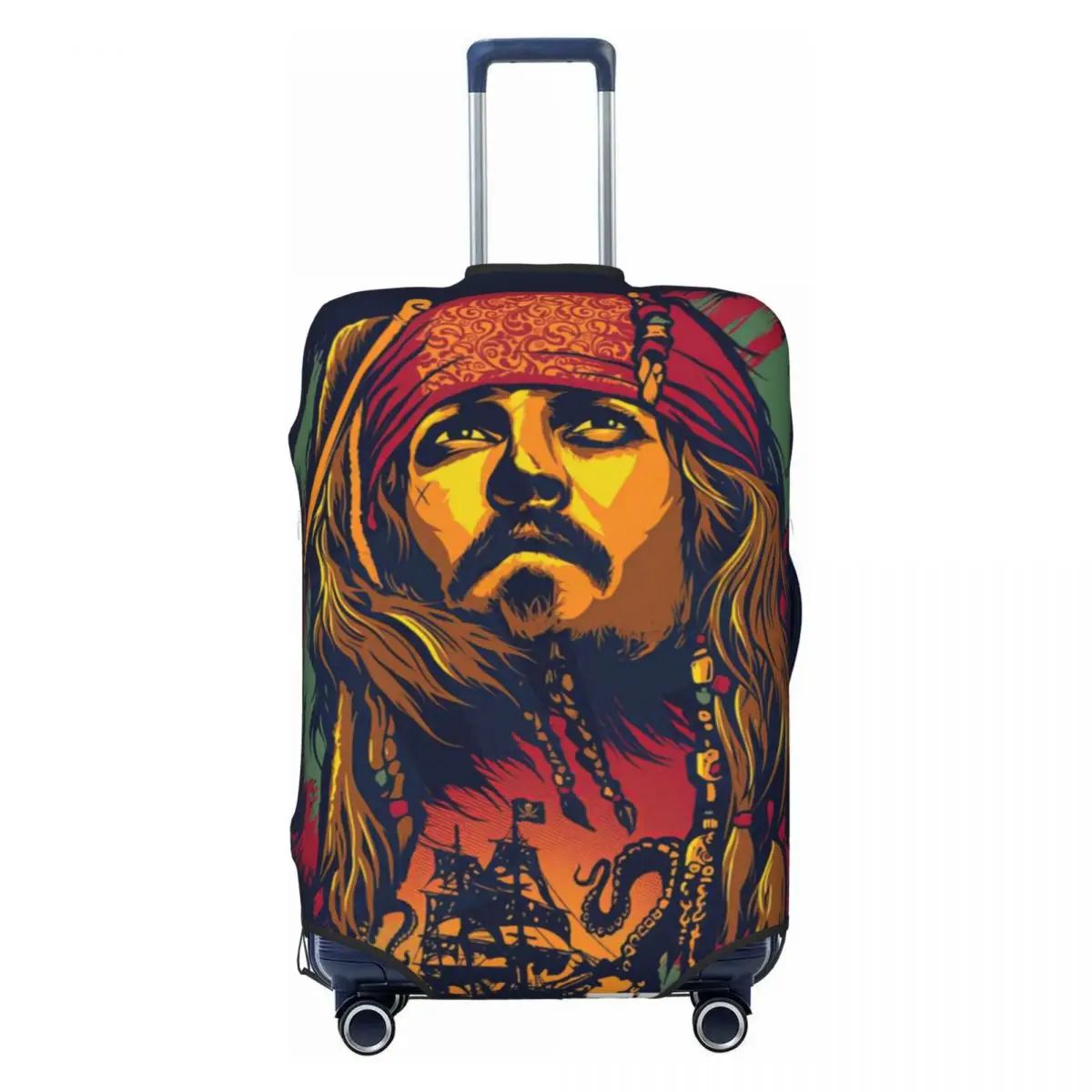 Fundas protectoras para equipaje con estampado de capitán Jack Sparrow, cubiertas antipolvo elásticas e impermeables para maletas de 18 a 32 pulgadas, accesorios de viaje