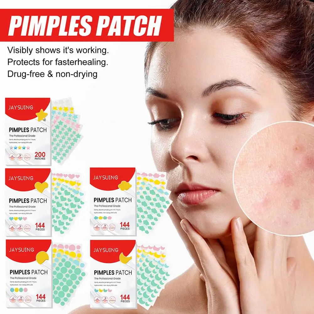 Patchs Acné Zit Colorés en Forme d'Étoile, Hydrocolloïde, Points, lèvent, Absorption de Bain, Offre Spéciale, 144 Pièces