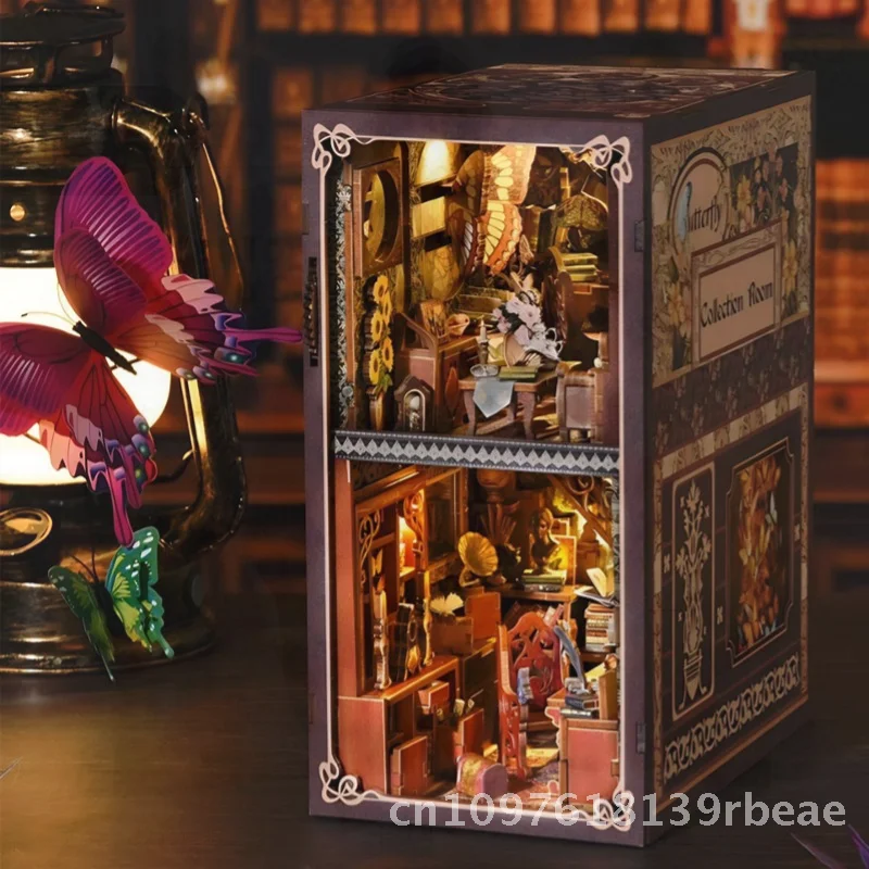 لتقوم بها بنفسك فراشة جمع غرفة نموذج ثلاثية الأبعاد اللبنات اليدوية المقصورة كتاب حامل لعبة خشبية هدية للأعمار 14 + التفاعلية #5